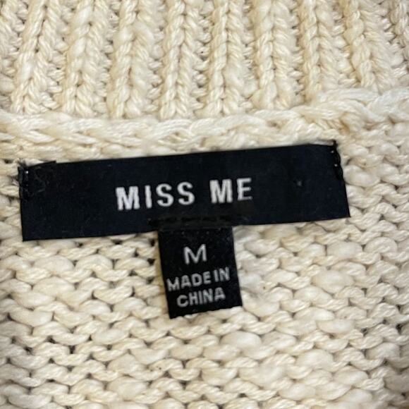 Miss Me Open Weave Cable Knit Crewneck Sweater Size Medium Preppy Fisherman - Picture 4 of 5